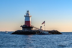 Tilted Connecticut Lighthouse Tower at Summer Sunset